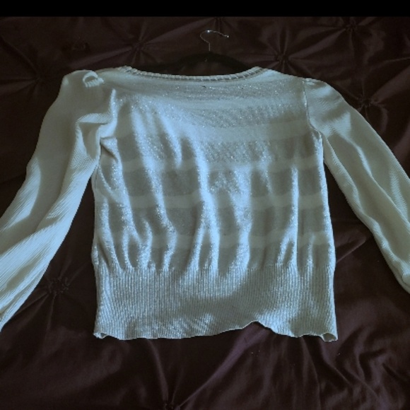 White w/silver sweater, bow front. - Picture 3 of 3